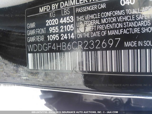 WDDGF4HB6CR232697 - 2012 MERCEDES-BENZ C 250 BLACK photo 9