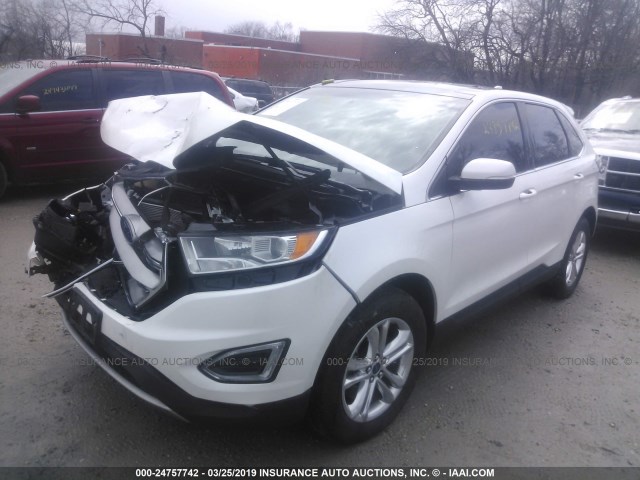 2FMTK4J93FBB65412 - 2015 FORD EDGE SEL WHITE photo 2