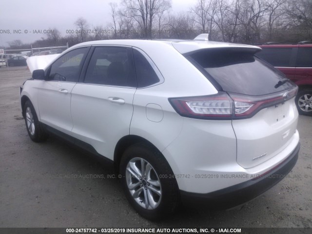 2FMTK4J93FBB65412 - 2015 FORD EDGE SEL WHITE photo 3