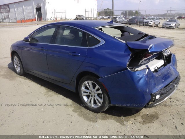 1C3CCCAB0FN653045 - 2015 CHRYSLER 200 LIMITED BLUE photo 3