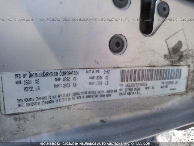 1B3ES56C92D588525 - 2002 DODGE NEON ES SILVER photo 9