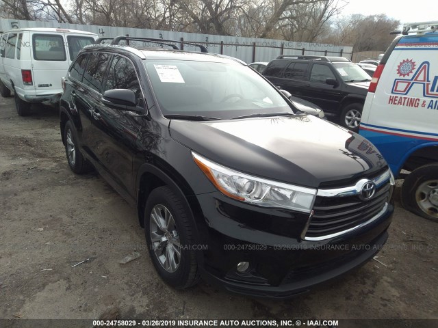 5TDJKRFHXFS219568 - 2015 TOYOTA HIGHLANDER XLE შავი ფოტო 1