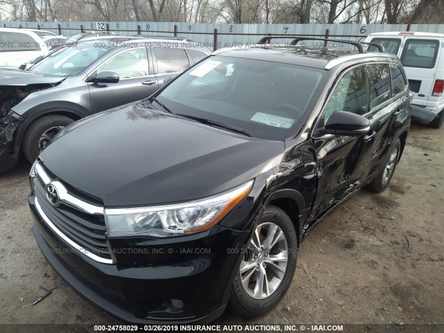 5TDJKRFHXFS219568 - 2015 TOYOTA HIGHLANDER XLE შავი ფოტო 2