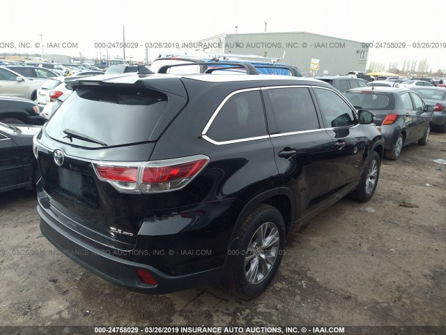 5TDJKRFHXFS219568 - 2015 TOYOTA HIGHLANDER XLE შავი ფოტო 4