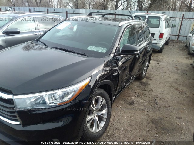 5TDJKRFHXFS219568 - 2015 TOYOTA HIGHLANDER XLE შავი ფოტო 6