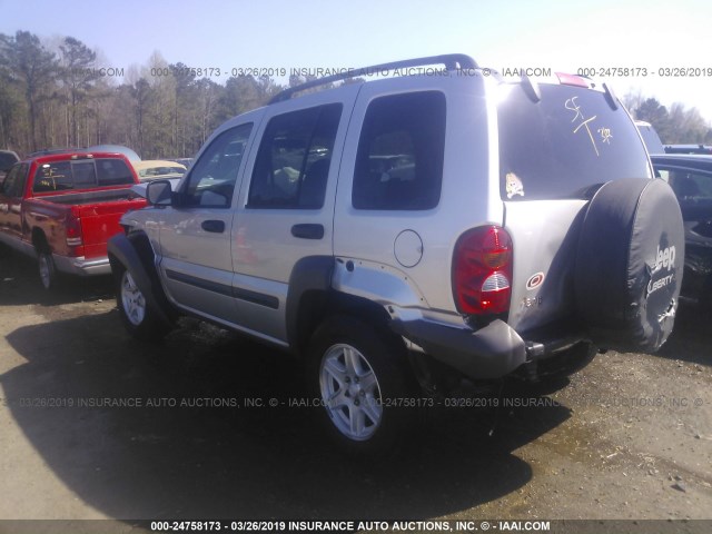 1J4GK48K13W725057 - 2003 JEEP LIBERTY SPORT/FREEDOM SILVER photo 3