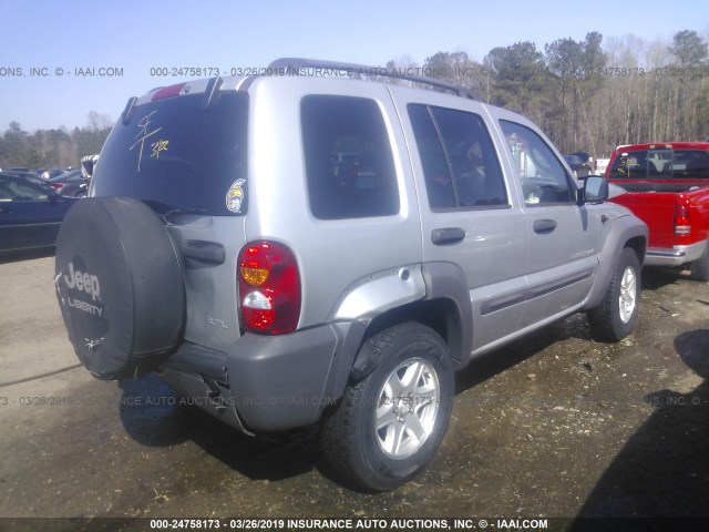 1J4GK48K13W725057 - 2003 JEEP LIBERTY SPORT/FREEDOM SILVER photo 4