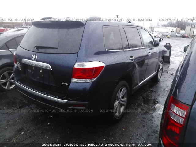 5TDDK3EH0CS162885 - 2012 TOYOTA HIGHLANDER LIMITED Dark Blue photo 4