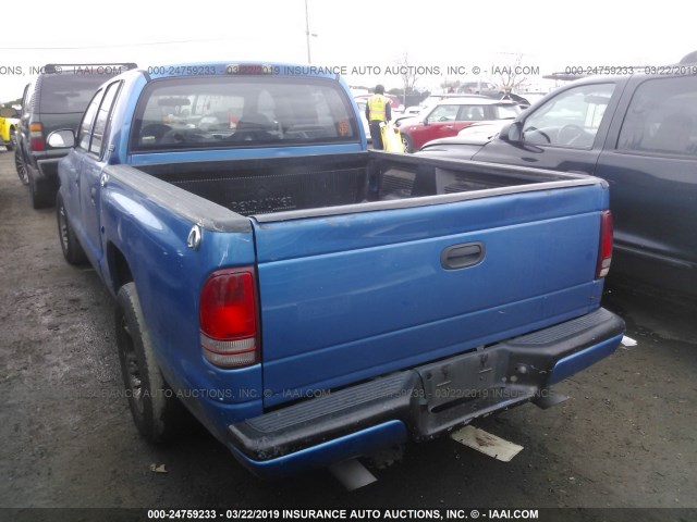 1B7GL2AN01S148246 - 2001 DODGE DAKOTA QUAD BLUE photo 3