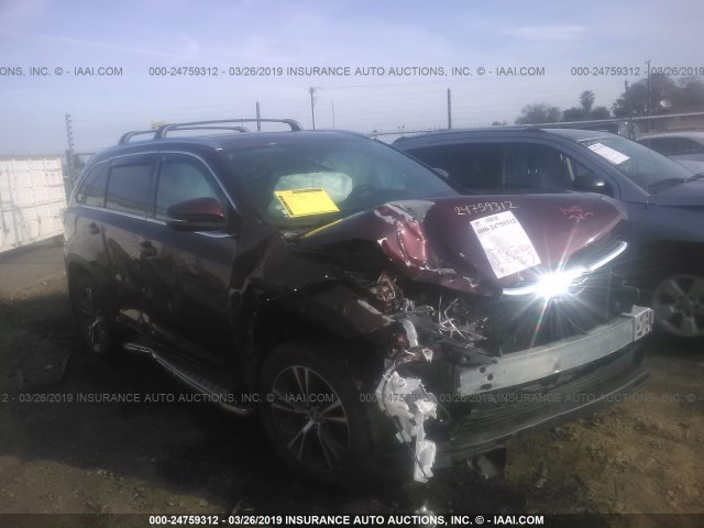 5TDJKRFHXGS348959 - 2016 TOYOTA HIGHLANDER XLE BURGUNDY photo 1