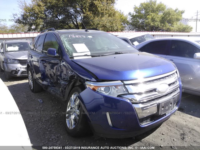 2FMDK3JC9DBE07188 - 2013 FORD EDGE SEL BLUE photo 1