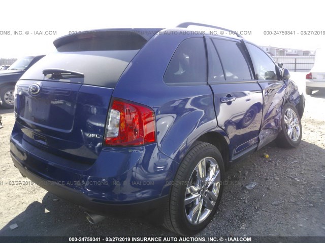 2FMDK3JC9DBE07188 - 2013 FORD EDGE SEL BLUE photo 4