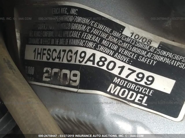 1HFSC47G19A801799 - 2009 HONDA GL1800 GRAY photo 10