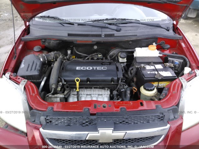 KL1TD56E59B664322 - 2009 CHEVROLET AVEO LS/LT წითელი ფოტო 10