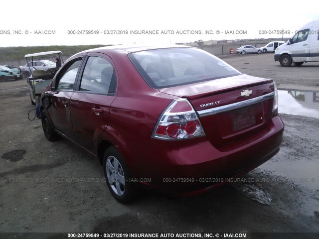 KL1TD56E59B664322 - 2009 CHEVROLET AVEO LS/LT წითელი ფოტო 3