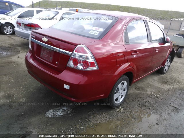 KL1TD56E59B664322 - 2009 CHEVROLET AVEO LS/LT წითელი ფოტო 4