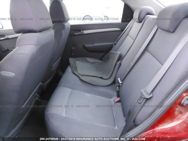 KL1TD56E59B664322 - 2009 CHEVROLET AVEO LS/LT წითელი ფოტო 8