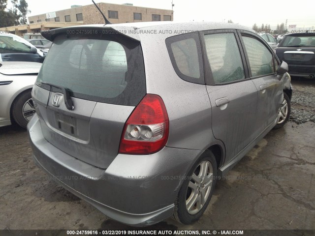 JHMGD38677S026783 - 2007 HONDA FIT S SILVER photo 4