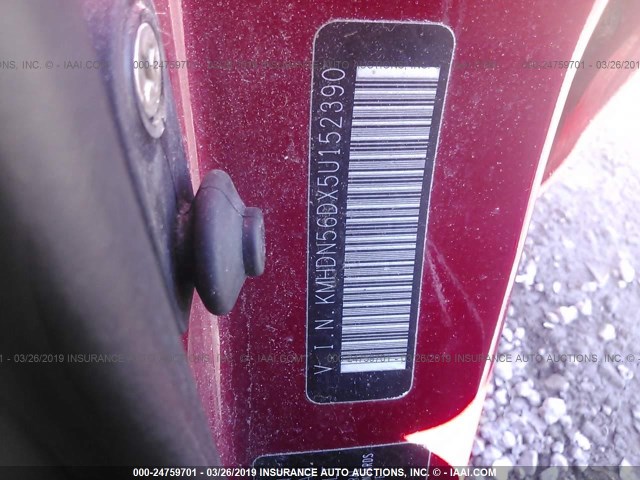 KMHDN56DX5U152390 - 2005 HYUNDAI ELANTRA GLS/GT RED photo 9