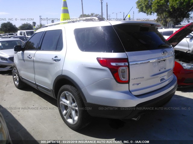 1FM5K7F80FGB53124 - 2015 FORD EXPLORER LIMITED SILVER photo 3