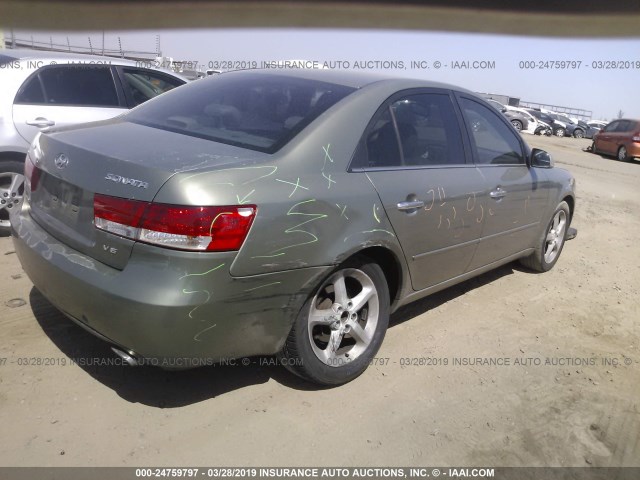 5NPEU46F77H215482 - 2007 HYUNDAI SONATA SE/LIMITED GREEN photo 4