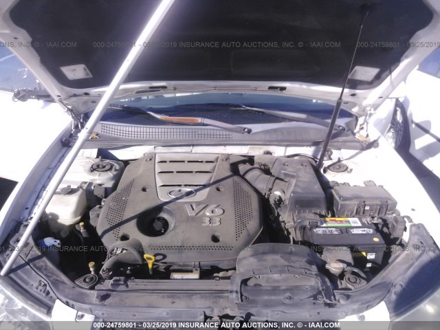 5NPEU46F16H098612 - 2006 HYUNDAI SONATA GLS/LX WHITE photo 10