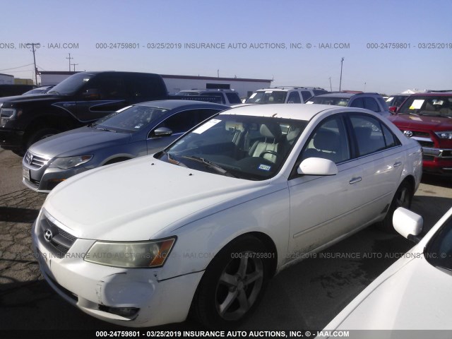 5NPEU46F16H098612 - 2006 HYUNDAI SONATA GLS/LX WHITE photo 2