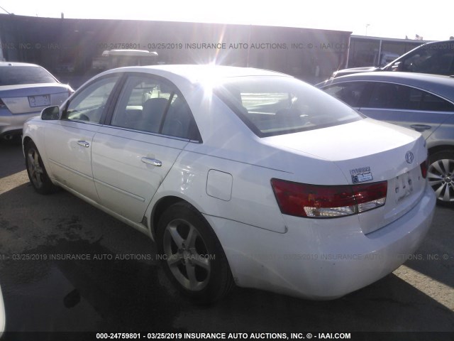 5NPEU46F16H098612 - 2006 HYUNDAI SONATA GLS/LX WHITE photo 3