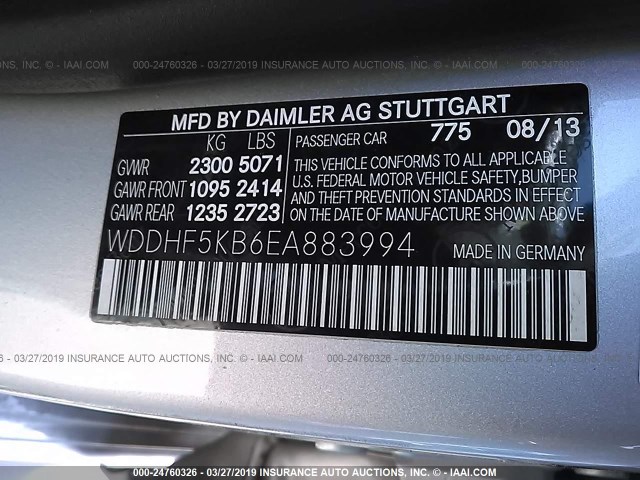 WDDHF5KB6EA883994 - 2014 MERCEDES-BENZ E 350 SILVER photo 9