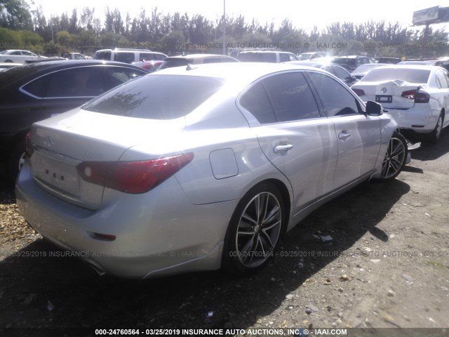 JN1AV7AP9EM691770 - 2014 INFINITI Q50 HYBRID PREMIUM/SPORT SILVER photo 4