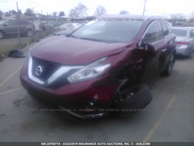 5N1AZ2MG3JN128357 - 2018 NISSAN MURANO S/SL/SV/PLATINUM RED photo 2