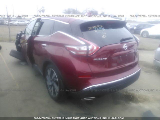 5N1AZ2MG3JN128357 - 2018 NISSAN MURANO S/SL/SV/PLATINUM RED photo 3