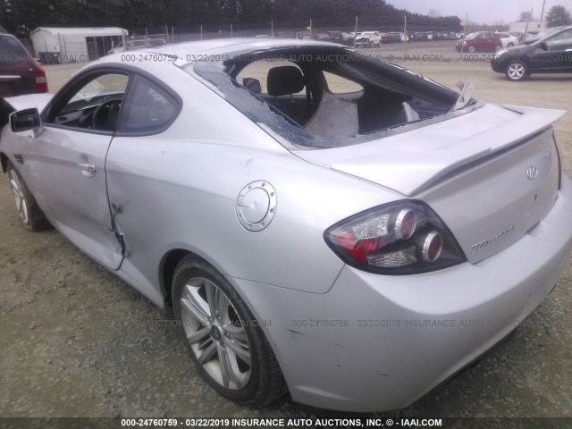 KMHHM66D78U295649 - 2008 HYUNDAI TIBURON GS SILVER photo 3