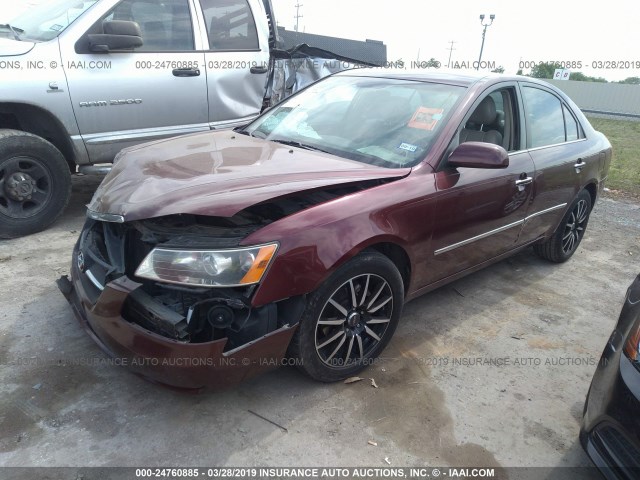 5NPEU46C38H370165 - 2008 HYUNDAI SONATA SE/LIMITED MAROON photo 2