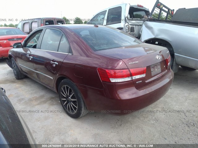 5NPEU46C38H370165 - 2008 HYUNDAI SONATA SE/LIMITED MAROON photo 3