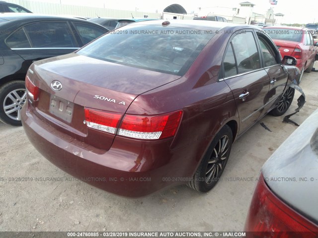 5NPEU46C38H370165 - 2008 HYUNDAI SONATA SE/LIMITED MAROON photo 4