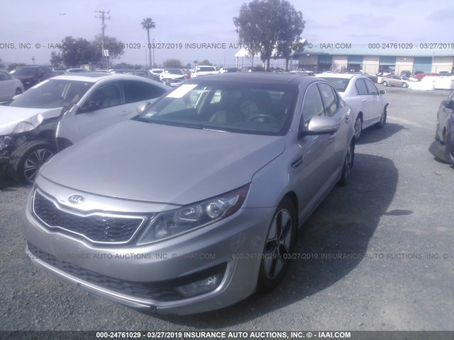 KNAGM4AD1D5057616 - 2013 KIA OPTIMA HYBRID SILVER photo 2