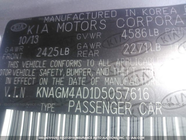 KNAGM4AD1D5057616 - 2013 KIA OPTIMA HYBRID SILVER photo 9