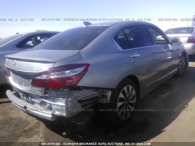 JHMCR6F34HC026827 - 2017 HONDA ACCORD HYBRID SILVER photo 4