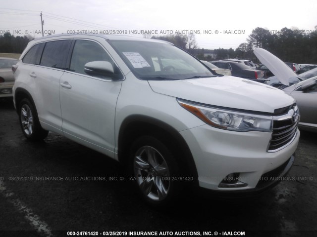 5TDYKRFHXFS038274 - 2015 TOYOTA HIGHLANDER LIMITED/LTD PLATINUM WHITE photo 1