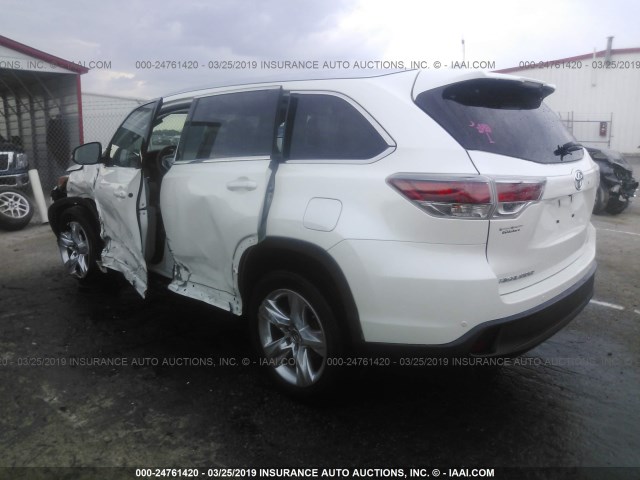 5TDYKRFHXFS038274 - 2015 TOYOTA HIGHLANDER LIMITED/LTD PLATINUM WHITE photo 3