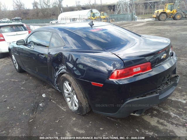 2G1FB1E30F9234742 - 2015 CHEVROLET CAMARO LS BLUE photo 3