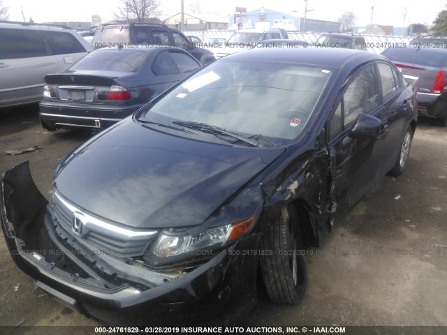 19XFB2F56CE066891 - 2012 HONDA CIVIC LX BLACK photo 2