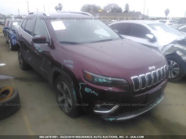 1C4PJLDX1KD243722 - 2019 JEEP CHEROKEE LIMITED BURGUNDY photo 1