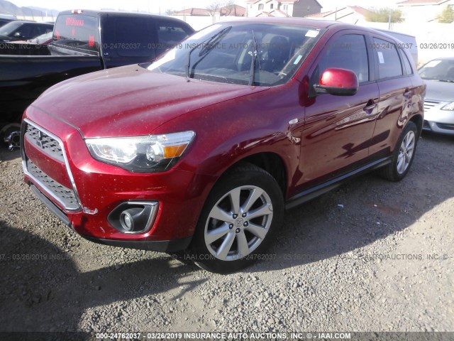 4A4AP3AU2FE051426 - 2015 MITSUBISHI OUTLANDER SPORT ES RED photo 2