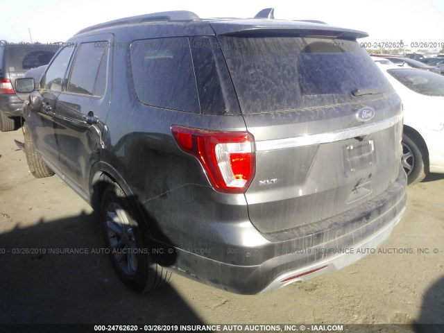 1FM5K7DH7GGC85303 - 2016 FORD EXPLORER XLT GRAY photo 3