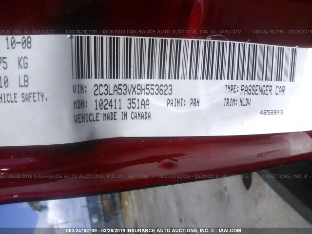 2C3LA53VX9H553623 - 2009 CHRYSLER 300 TOURING RED photo 9