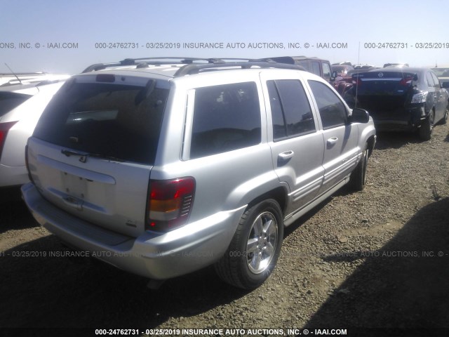 1J8GW68J43C556319 - 2003 JEEP GRAND CHEROKEE OVERLAND SILVER photo 4