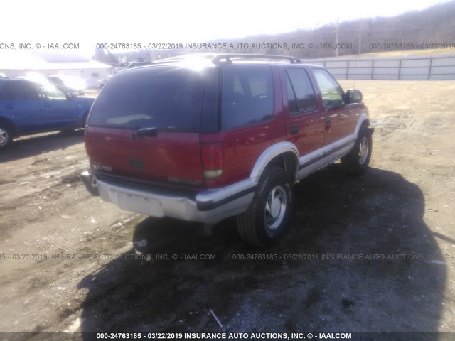 1GNDT13W4V2218041 - 1997 CHEVROLET BLAZER BURGUNDY photo 4