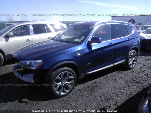 5UXWX7C59F0K32495 - 2015 BMW X3 XDRIVE35I BLUE photo 2